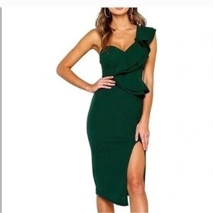 NWT ecowish green dress size small one shoulder
